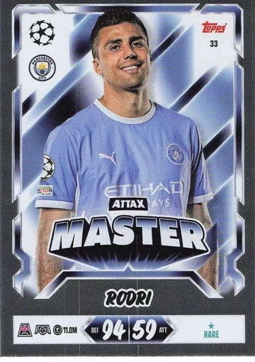 033 Rodri (Manchester City) - Attax Master  ★ Rare (MACL2627)